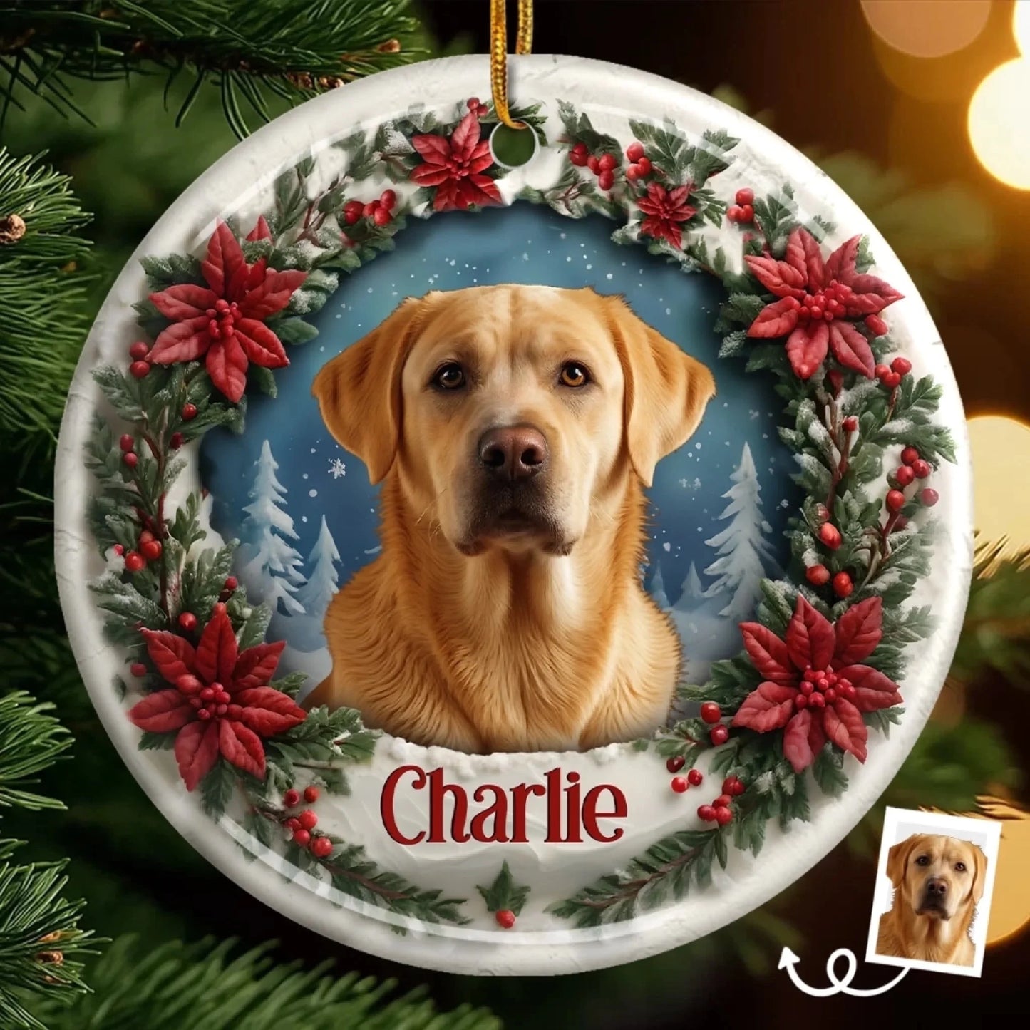 Custom Photo Ceramic Ornament - Personalized Pet Memorial Sympathy Gif
