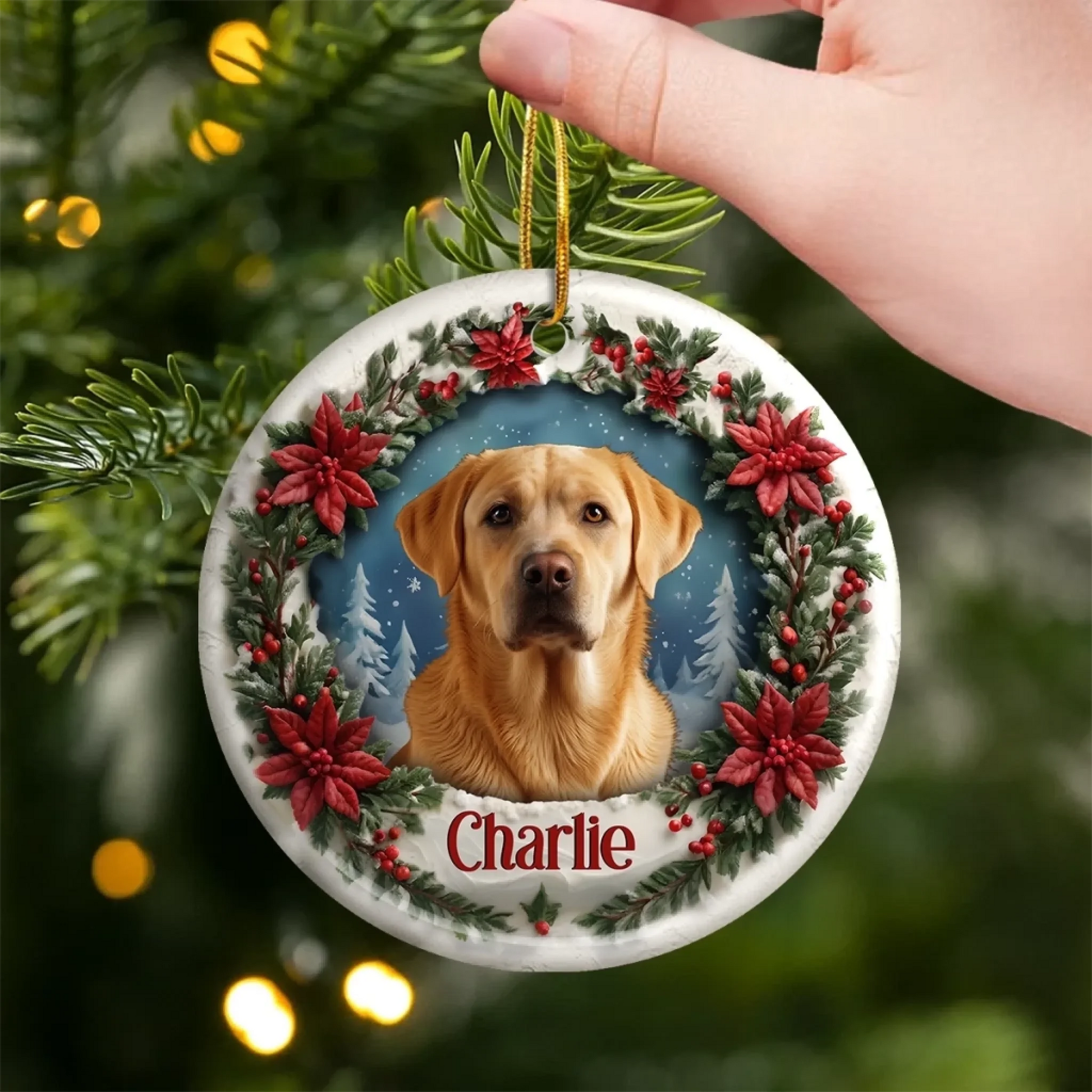 Custom Photo Ceramic Ornament - Personalized Pet Memorial Sympathy Gif